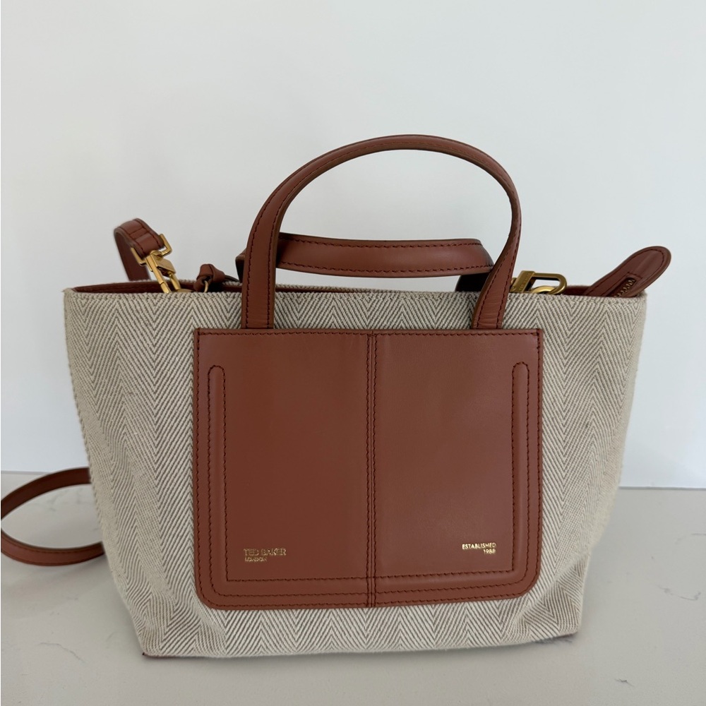 Ted Baker Beige and Brown Canvas Tote Crossbody Bag - Picture 3 of 14